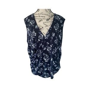 Violets & Roses Black Floral V-Neck Faux Wrap Blouse Top NWT Size 2X